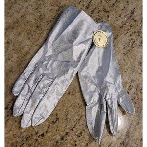 New! Vintage Size L Silver Metallic Formal 8.5" Gloves Disco Fairy Whimsigoth